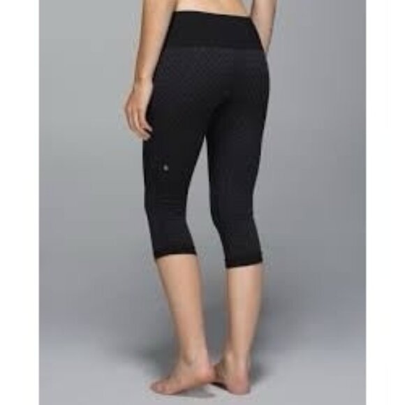 Lululemon In The Flow Crop Leggings Heathered Deep Coal Geometric Women's 10 - Picture 1 of 8